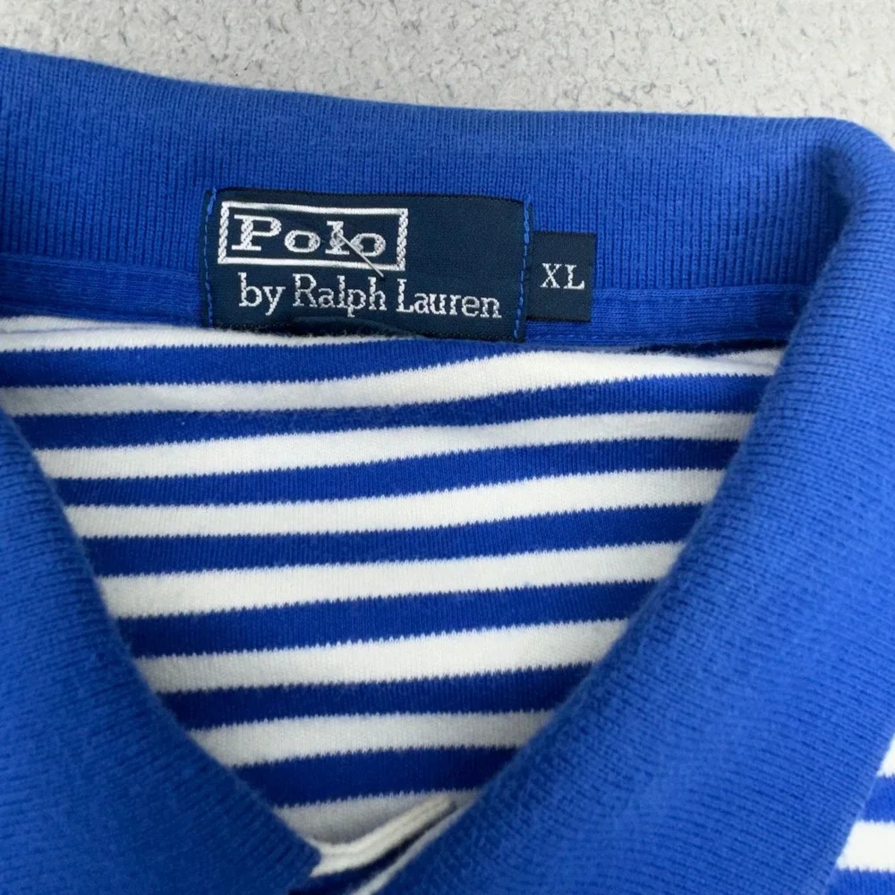 Polo Ralph Lauren Polo Mens XL Blue White Striped Short Sleeve Pony Logo Shirt
